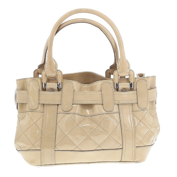 NWOT Burberry Beige Patent Quilted Leather Satchel Handbag - Picture 2 of 10